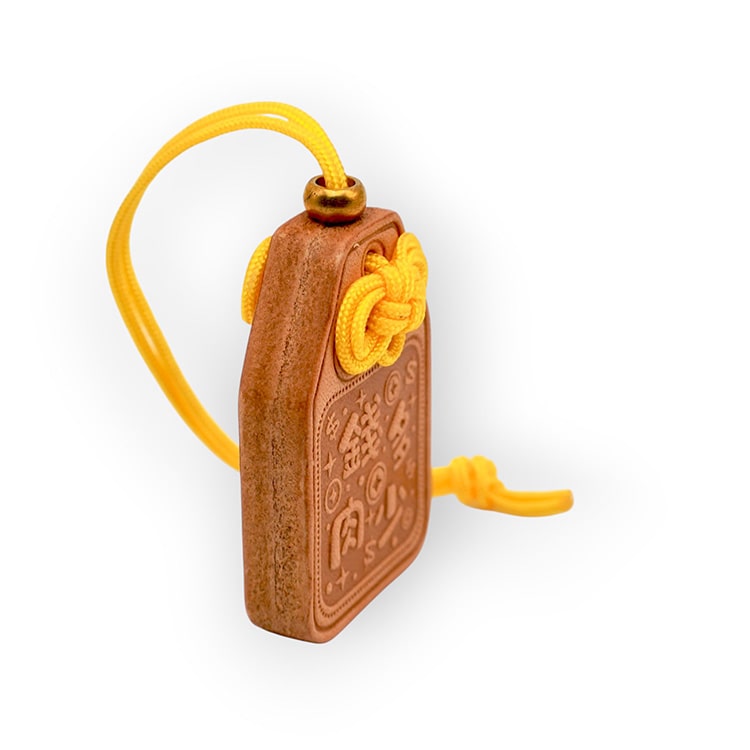 In Stock | Handcrafted Leather | Double-Sided Omamori Charm | Wealthy and Fit