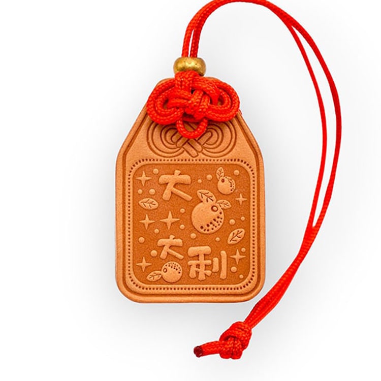 Handcrafted Leather | Double-Sided Omamori Charm | Good Fortune and Prosperity