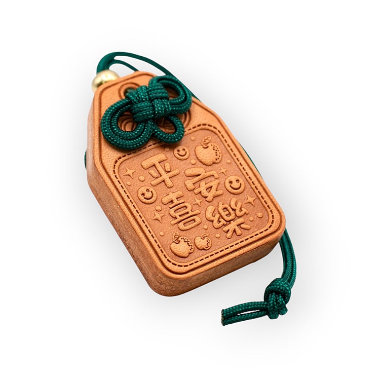 In Stock | Handcrafted Leather | Double-Sided Omamori Charm | Peace and Joy